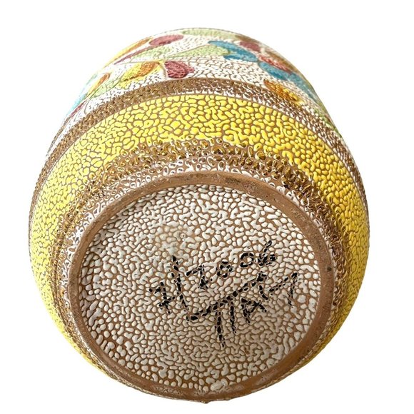 VTG Fratelli Fanciullacci Pebbled Lava Glaze Art Pottery Pitcher/Vase-Signed - Picture 12 of 14